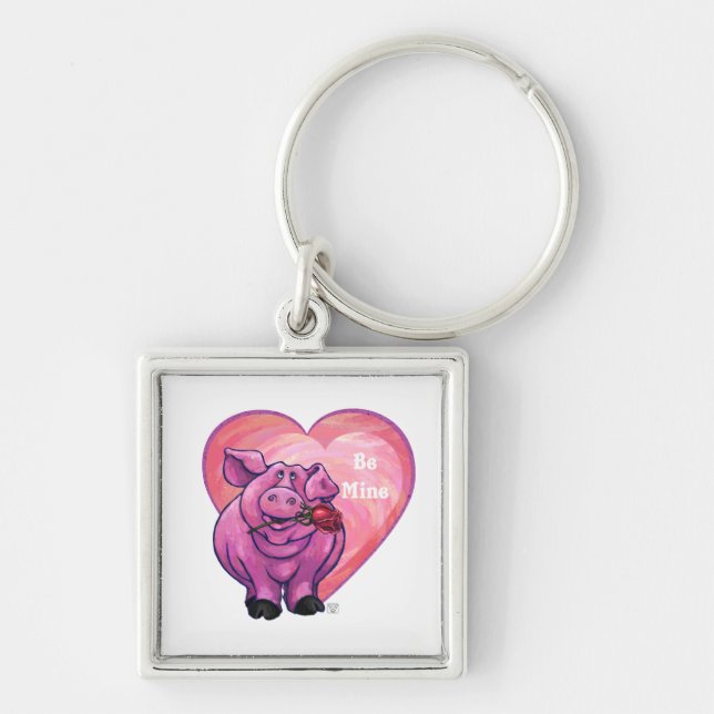 Pig Valentine's Day Keychain (Front)