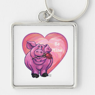 Pig Valentine's Day Keychain
