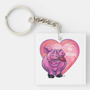 Pig Valentine's Day Keychain