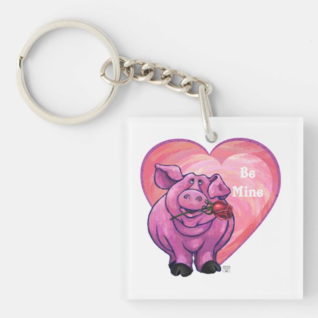 Pig Valentine's Day Keychain (Front)