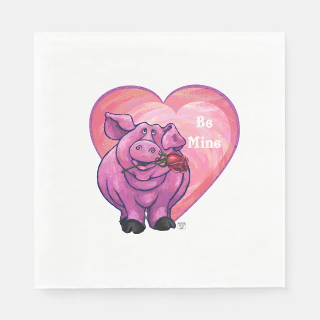 Pig Valentine's Day Napkin (Front)