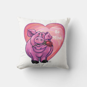 Pig Valentine's Day Throw Pillow
