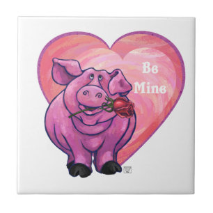 Pig Valentine's Day Tile