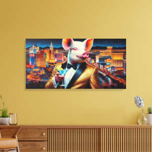 PIG-VEGAS NIGHTLIFE 5 CANVAS PRINT