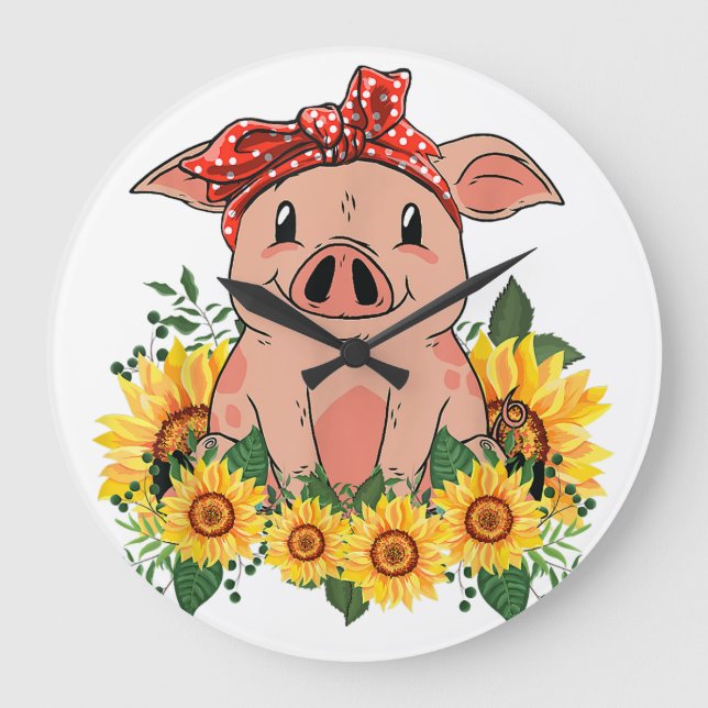 Pig Wall Clock Art Home Decor Pig Decor (Front)