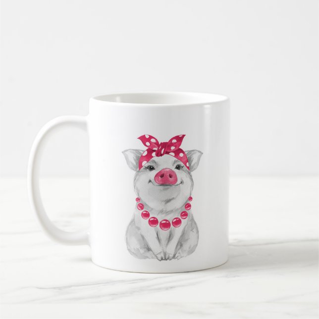 Pig wearing bandana coffee mug (Left)