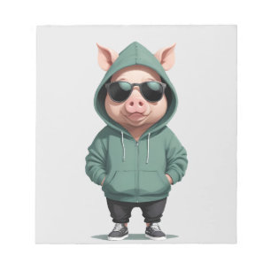 Pig Wearing Hoodie Funny Cool Animal Character  Notepad