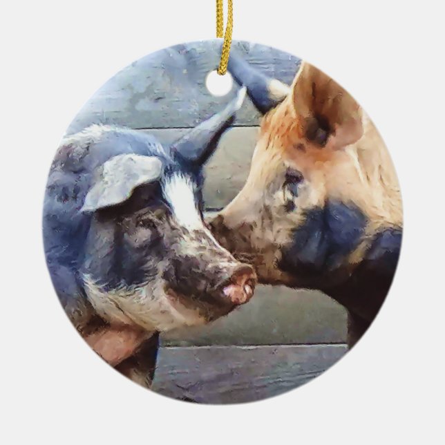 Pig Whisperer Ceramic Ornament (Front)
