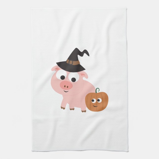 Pig witch kitchen towel (Vertical)