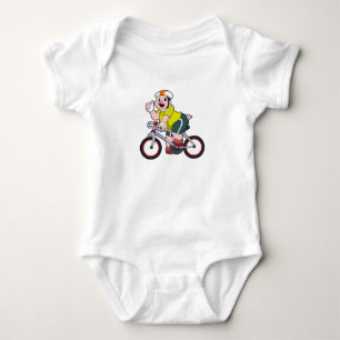 Pig with Bicycle & Helmet Baby Bodysuit