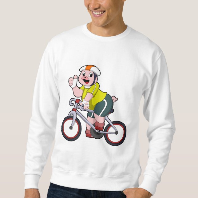 Pig with Bicycle & Helmet Sweatshirt (Front)