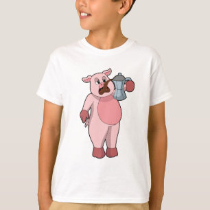 Pig with Coffee pot T-Shirt