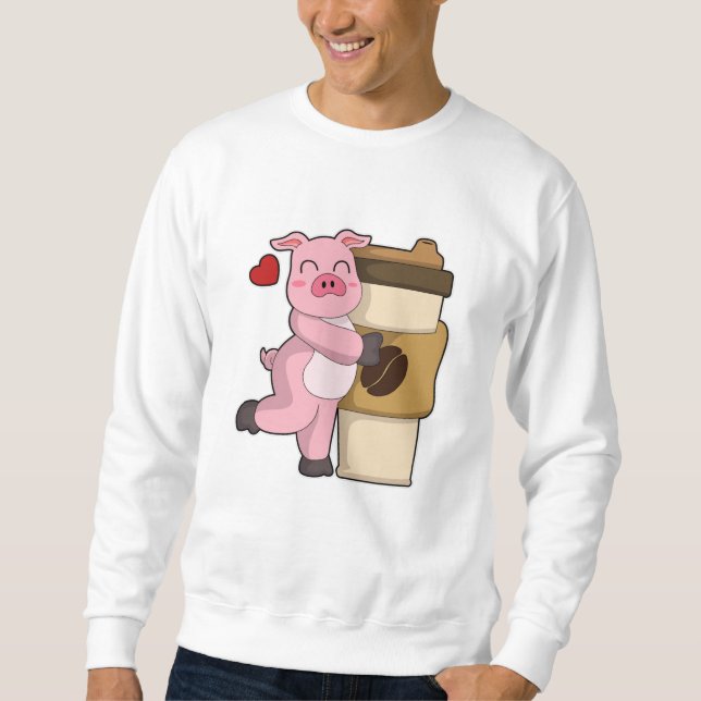 Pig with Coffee to go Sweatshirt (Front)