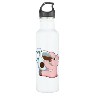 Pig with Cup of Coffee 710 Ml Water Bottle