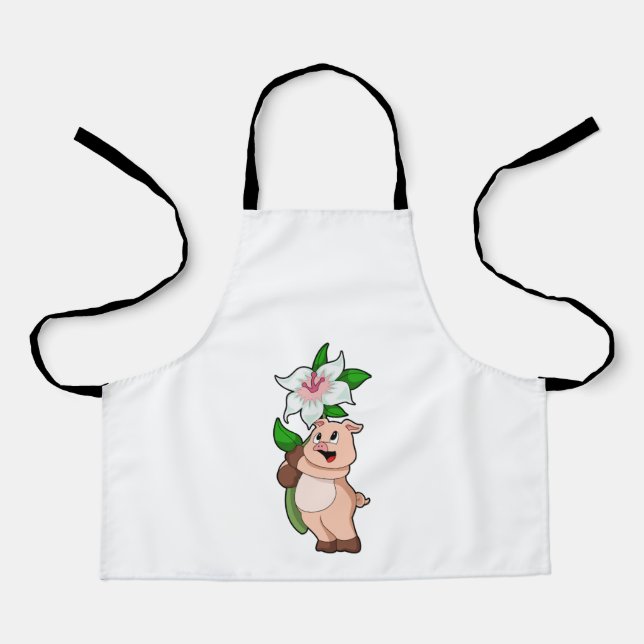 Pig with Flower Lily Apron (Front)