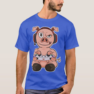 Pig With Gaming Controller I Funny Gaming I Gamer  T-Shirt