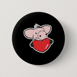 pig with heart 2 inch round button