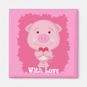 Pig with heart Magnet