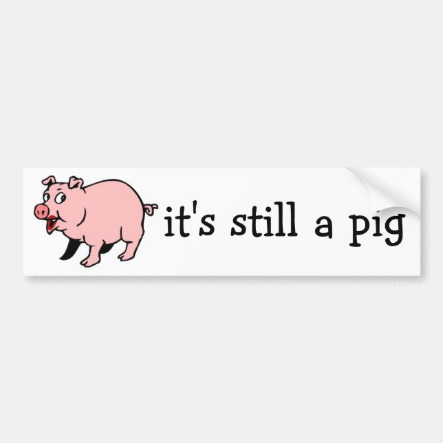 Pig with Lipstick Bumper Sticker (Front)