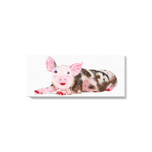 Pig with Lipstick Print on Canvas