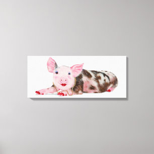 Pig with Lipstick Print on Canvas