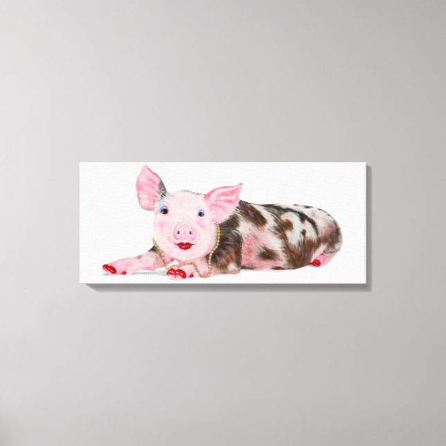 Pig with Lipstick Print on Canvas (Front)