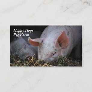 Pig with lopsided ears snuffling in straw business card