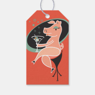 Pig with Martini Gift Tags