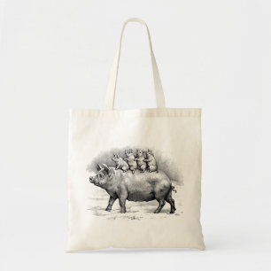 Pig with Piglets Tote Bag