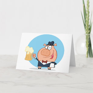 Pig With Pint of Beer Greeting Cards