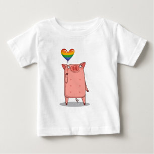 Pig With Rainbow Balloon Baby T-Shirt