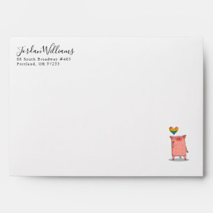 Pig With Rainbow Balloon Envelope