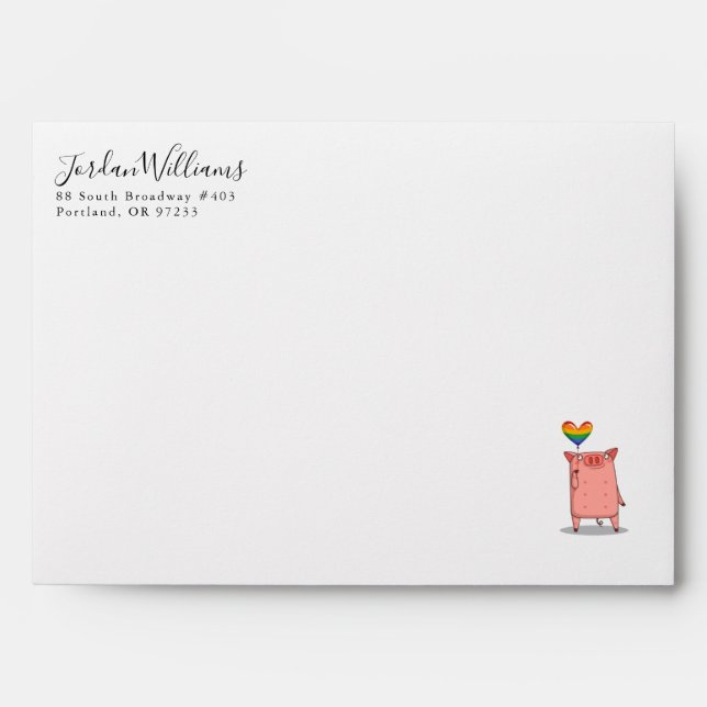 Pig With Rainbow Balloon Envelope (Front)