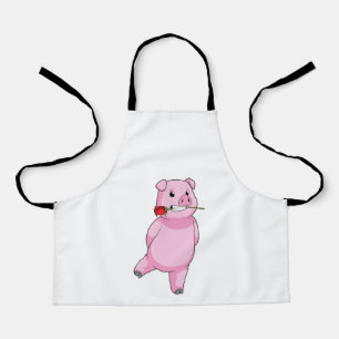 Pig with Rose Flower Apron