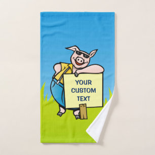 Pig with Sign Bath Towel Set