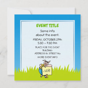 Pig with Sign Invitation