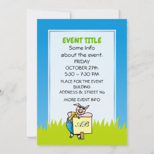 Pig with Sign Invitation