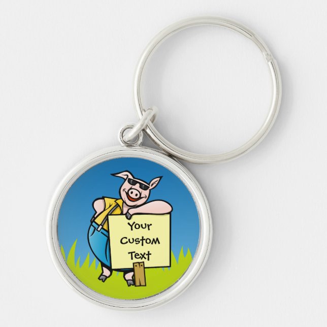 Pig with sign keychain (Front)