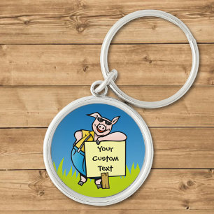 Pig with sign keychain