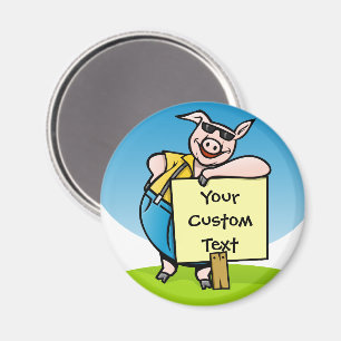 Pig with sign magnet