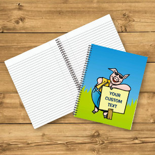 Pig with sign notebook