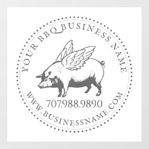 Pig With Wings BBQ Barbecue Business Window Cling