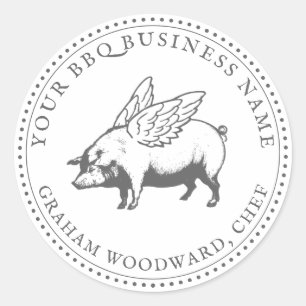 Pig With Wings BBQ Barbecue  Classic Round Sticker