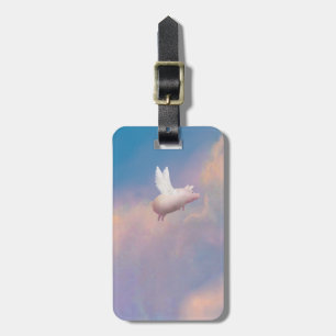 pig with wings luggage tag