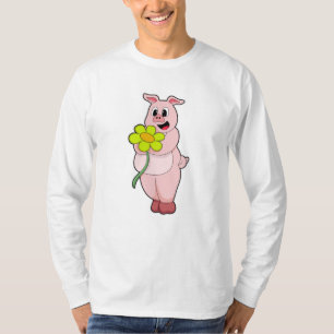 Pig with yellow Flower T-Shirt