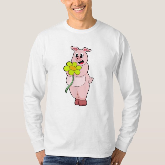 Pig with yellow Flower T-Shirt (Front)