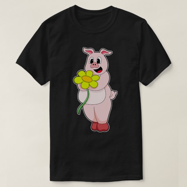 Pig with yellow Flower T-Shirt (Design Front)