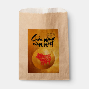 Pig Year 2019 Greeting in Vietnamese Gold Favour B Favour Bag