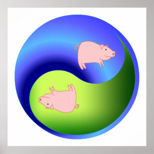 Pig Yin Yang Poster