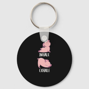 Pig Yoga Cute Pigs Doing Sport inhale exhale Keychain